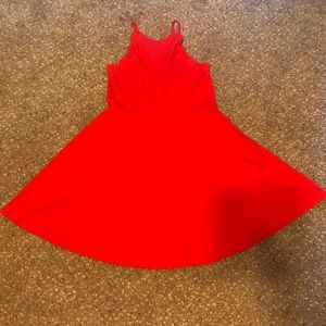 Red skater-skirt dress